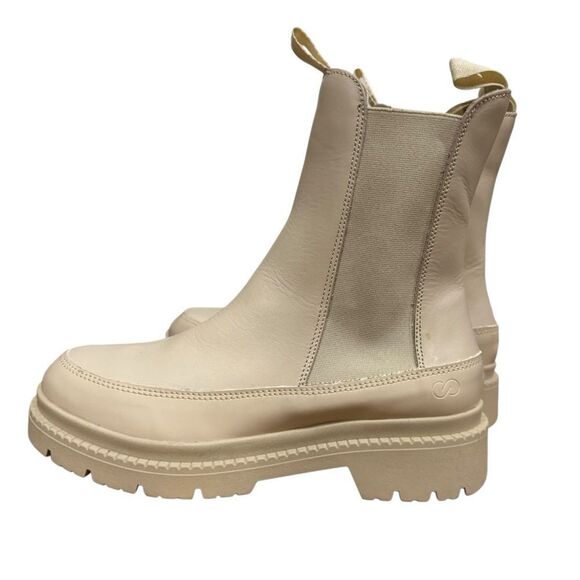 CALIA Peyton Leather Chelsea Lug Boots in Ivory - Picture 8 of 12